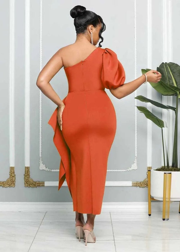 Robe cocktail mariage terracotta