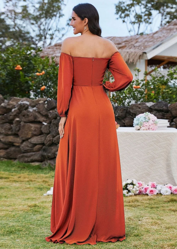 Robe terracotta mariage manche longue