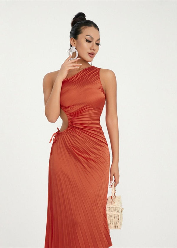 Robe asymetrique terracotta