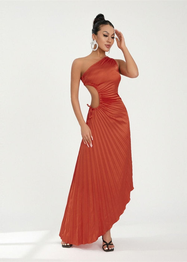 Robe asymetrique terracotta