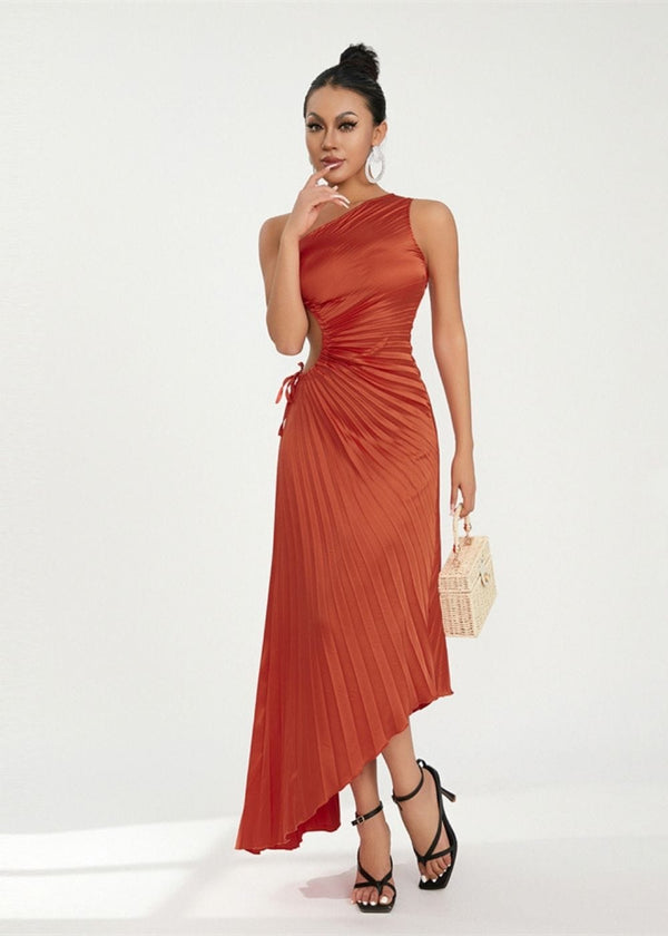 Robe asymetrique terracotta