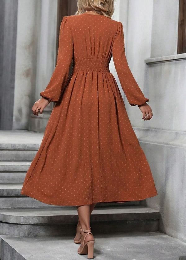 Robe cache coeur longue terracotta