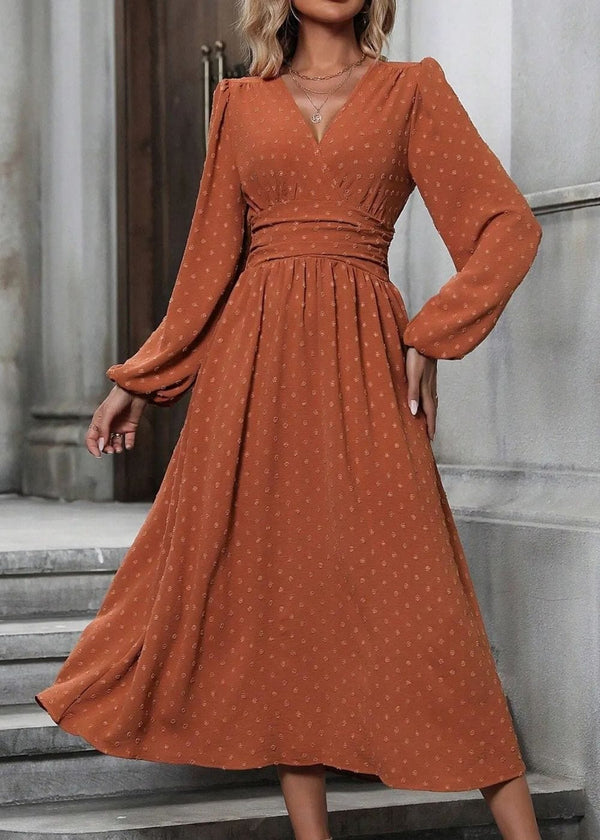 Robe cache coeur longue terracotta