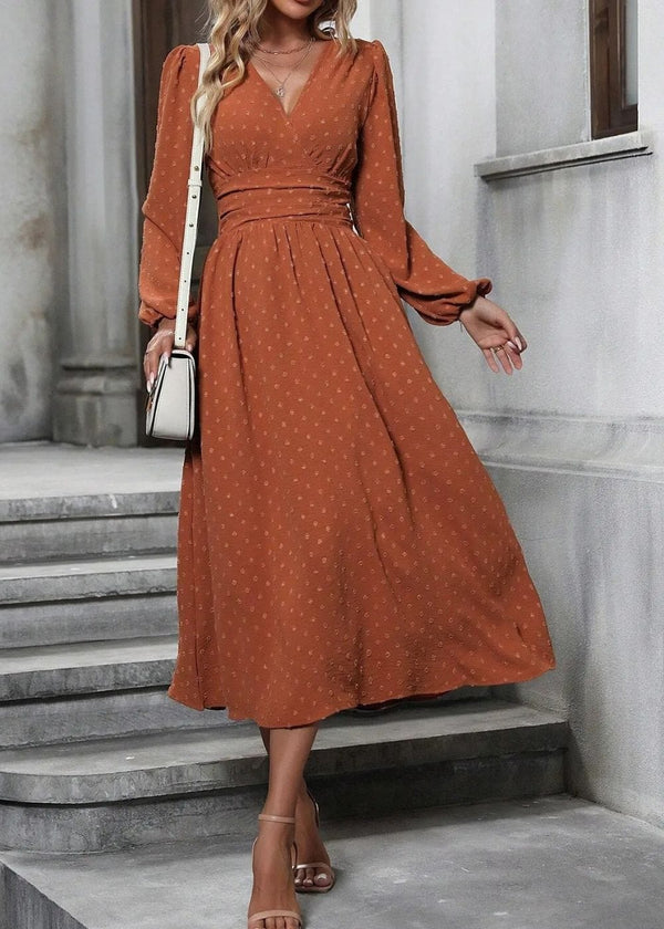 Robe cache coeur longue terracotta