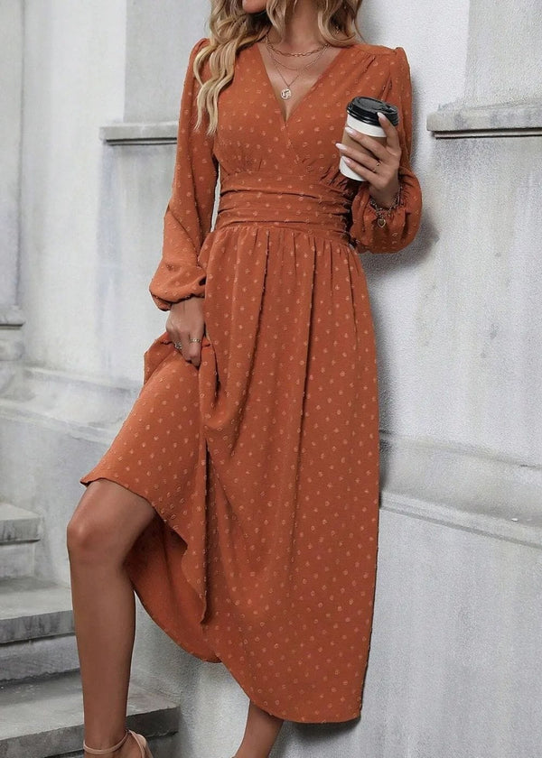 Robe cache coeur longue terracotta