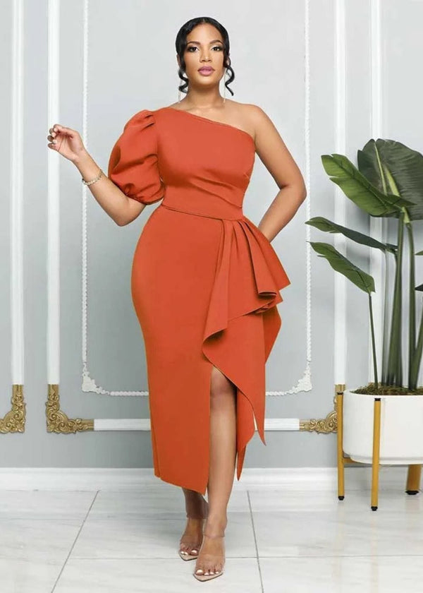 Robe cocktail mariage terracotta