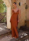 Robe de soirée couleur terracotta
