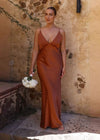 Robe de soirée couleur terracotta