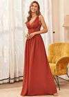 Robe longue couleur terracotta