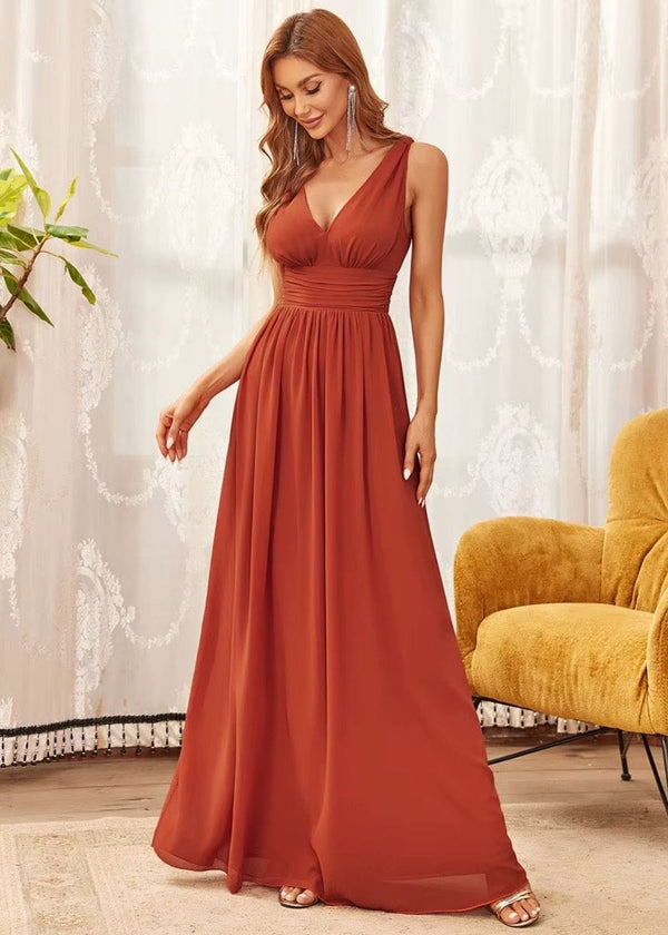 Robe longue couleur terracotta