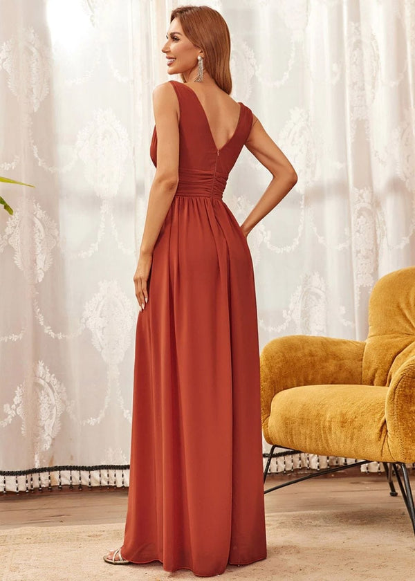 Robe longue couleur terracotta