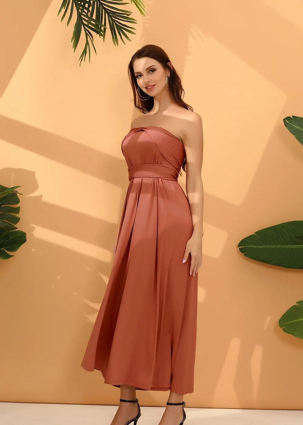 Robe longue dos nu terracotta