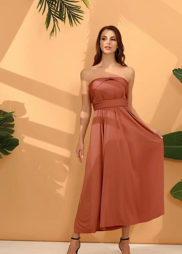 Robe longue dos nu terracotta