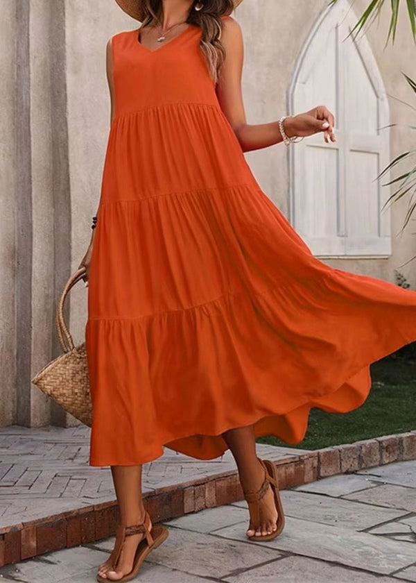Robe longue fluide terracotta