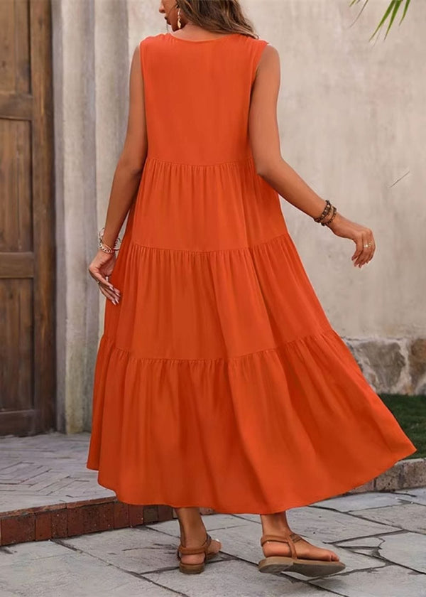 Robe longue fluide terracotta