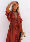 Robe longue terracotta boheme