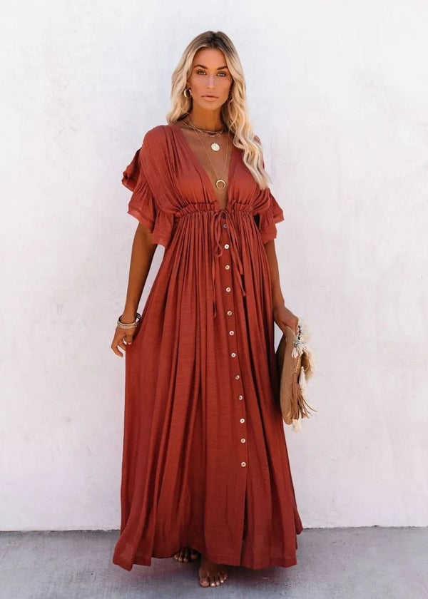 Robe longue terracotta boheme