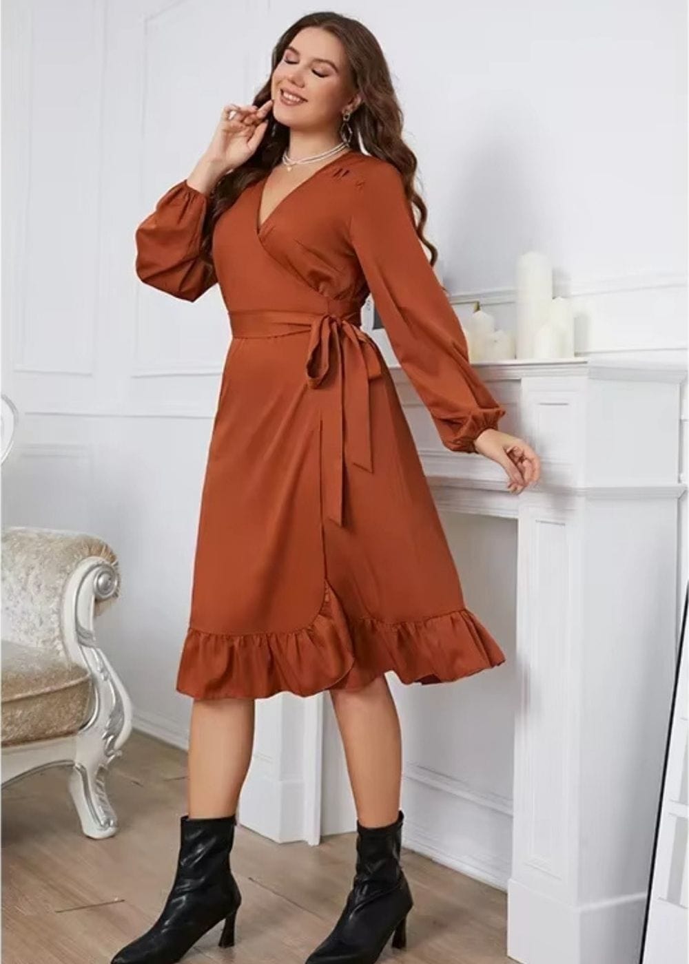 Robe longue terracotta grande taille