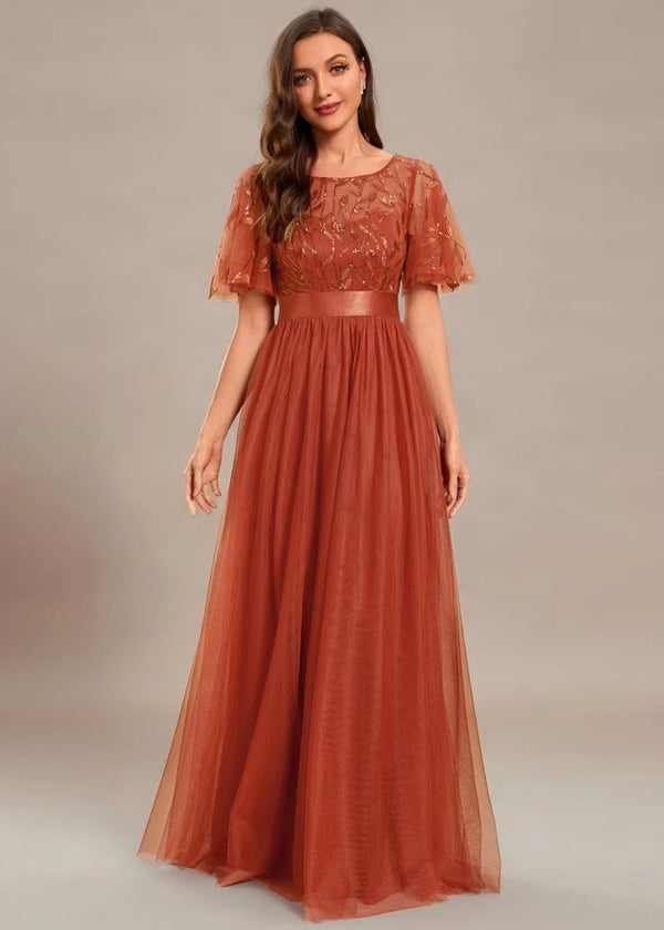Robe terracotta dentelle