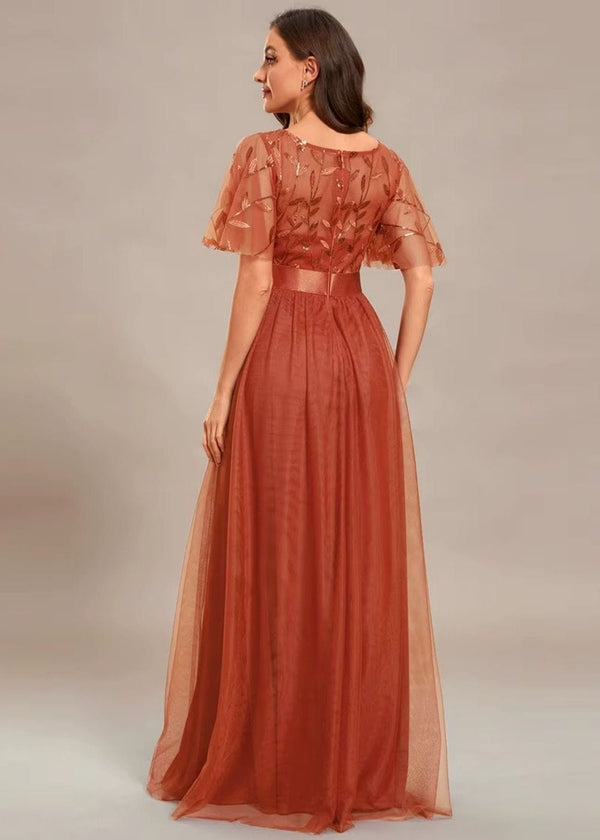 Robe terracotta dentelle