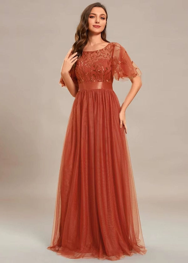 Robe terracotta dentelle