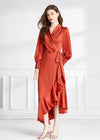 Robe terracotta manche longue