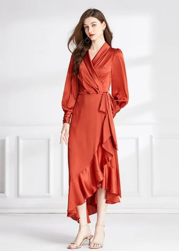 Robe terracotta manche longue