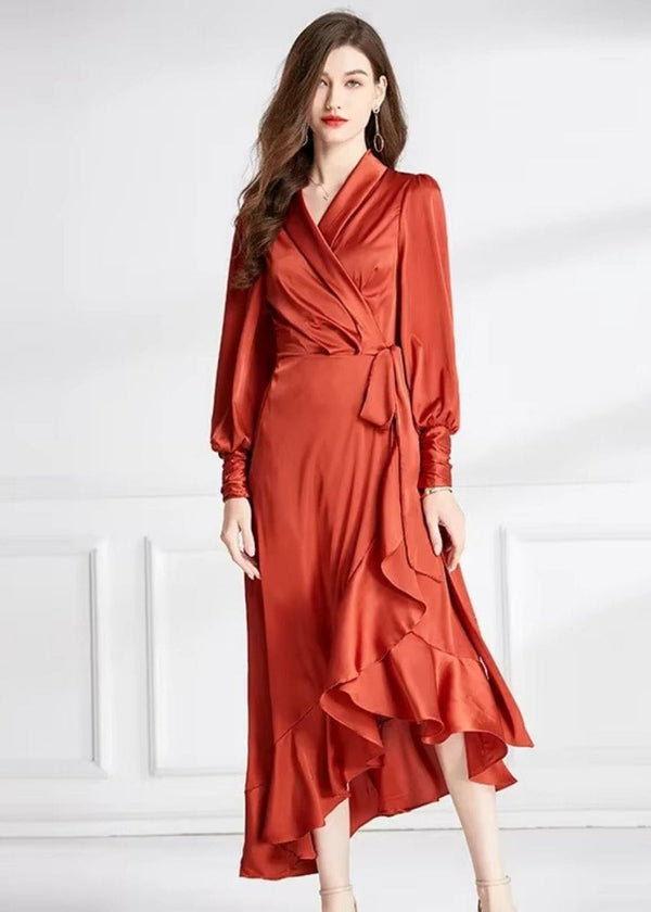 Robe terracotta manche longue