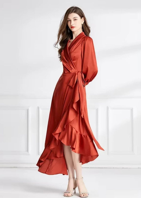 Robe terracotta manche longue