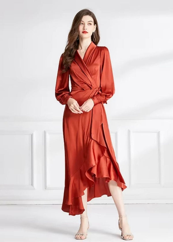 Robe terracotta manche longue