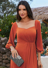 Robe terracotta mariage manche longue