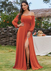 Robe terracotta mariage manche longue