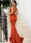 Robe terracotta mariage satin